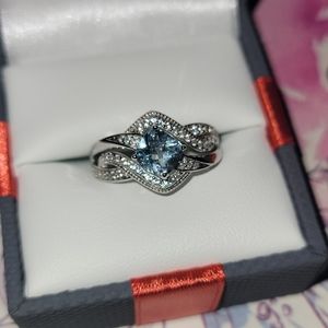 Womens Lab Created Blue Topaz Sterling Silver Cocktail Ring